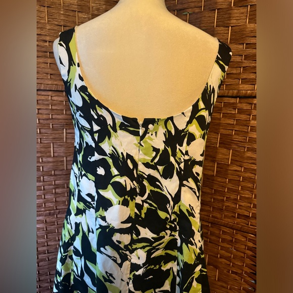 Jessica Howard 14W Dress Lime Green Black White Summer Spring Vacation - Picture 12 of 13